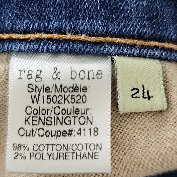 Rag & Bone Women's Skinny Low Rise Blue Denim Jeans in Kensington 24 | Girl's 12 - Picture 11 of 16